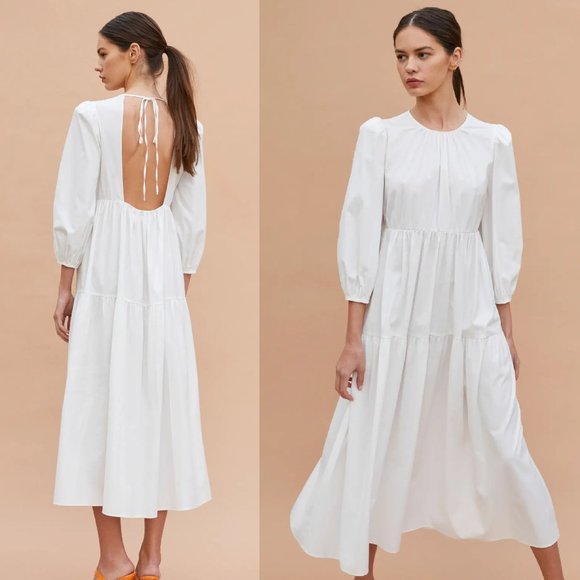 Reformation Dresses & Skirts - Reformation Linzey White Midi Dress Large NWT